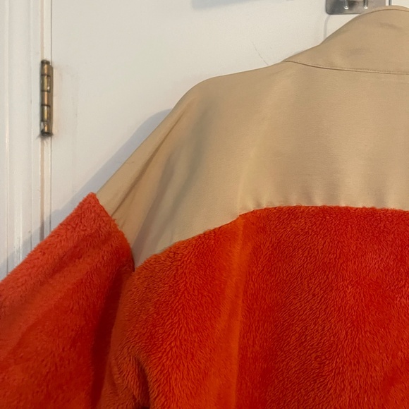 J. Crew Superplush Sherpa Full Zip Jacket Orange Colorblock - Picture 15 of 16